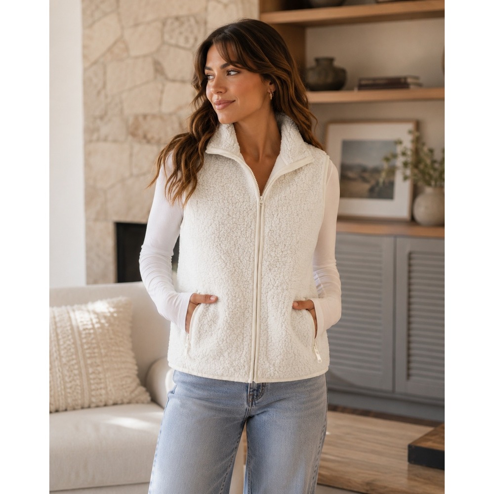 Aerie Vest Women XXS Cream Sherpa Fleece Gorpcore Coastal Grandma